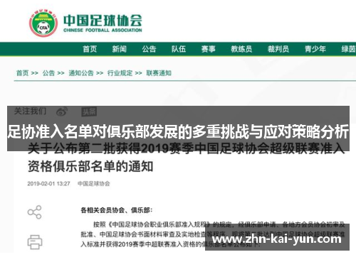 足协准入名单对俱乐部发展的多重挑战与应对策略分析